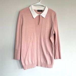 Karl Lagerfeld Pink Knit Top with White Collar
